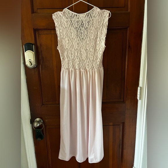 Vintage 80s 90s Quiet Moments Pink Nightgown Midi Dress Sleepwear Slip Lingerie - Picture 9 of 11